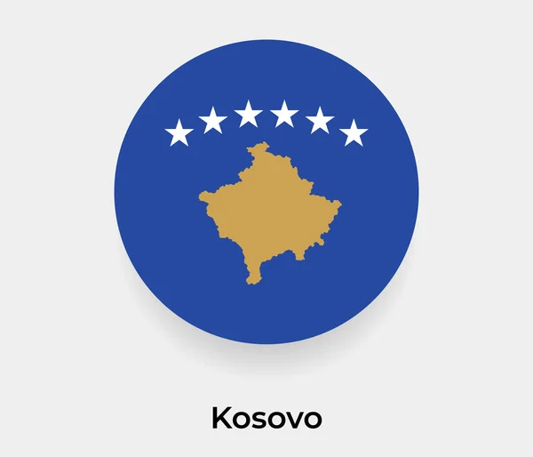 Kosovo Vlag Bel Cirkel Ronde Vorm Pictogram Vector Illustratie — Stockvector