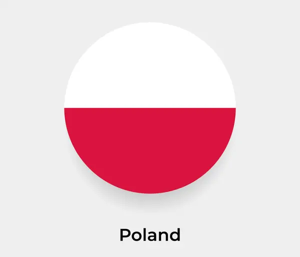 Polen Vlag Bel Cirkel Ronde Vorm Pictogram Vector Illustratie — Stockvector