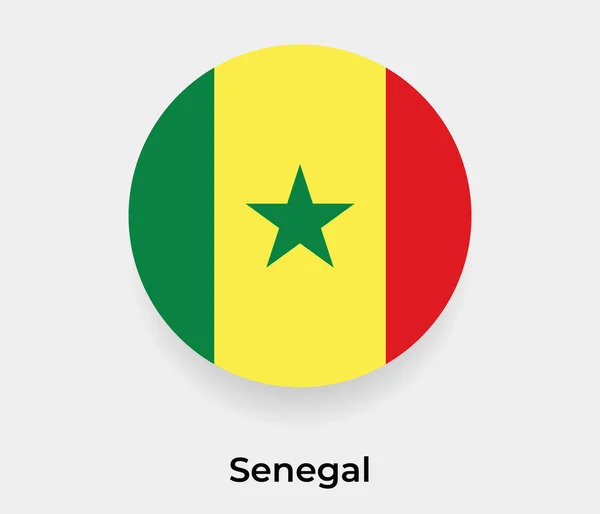 Senegal Bayrak Baloncuk Dairesi Yuvarlak Şekil Vektör Çizimi — Stok Vektör
