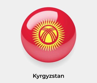 Kırgızistan parlak baloncuk dairesi yuvarlak şekil vektör illüstrasyon camı