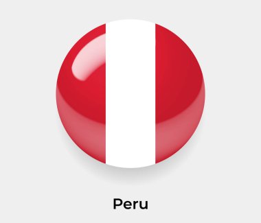 Peru parlak bayrak baloncuk dairesi yuvarlak şekil vektör illüstrasyon camı