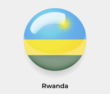 Ruanda parlak baloncuk dairesi yuvarlak şekil ikon vektör illüstrasyon camı