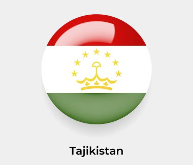 Tacikistan parlak bayrak baloncuk dairesi yuvarlak şekil ikon vektör illüstrasyon camı