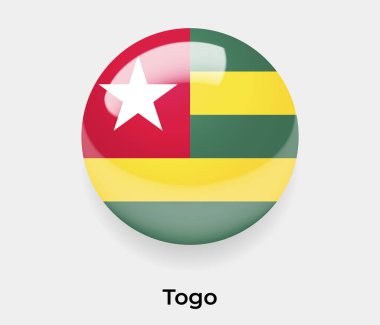 Togo parlak bayrak yuvarlak yuvarlak şekil vektör illüstrasyon camı