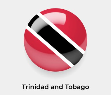 Trinidad ve Tobago parlak baloncuk dairesi yuvarlak şekil ikon vektör illüstrasyon camı