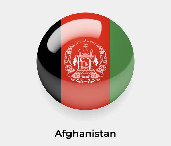 Глянцевый Пузырь Флага Афганистана Круглая Форма Иконки Векторного Иллюстрационного Стекла — стоковый вектор