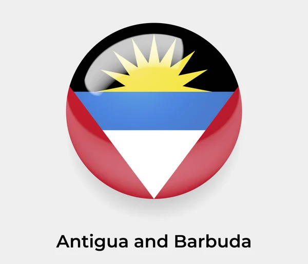 Antigua Barbuda Brillante Bandera Burbuja Círculo Redondo Forma Icono Vector — Archivo Imágenes Vectoriales