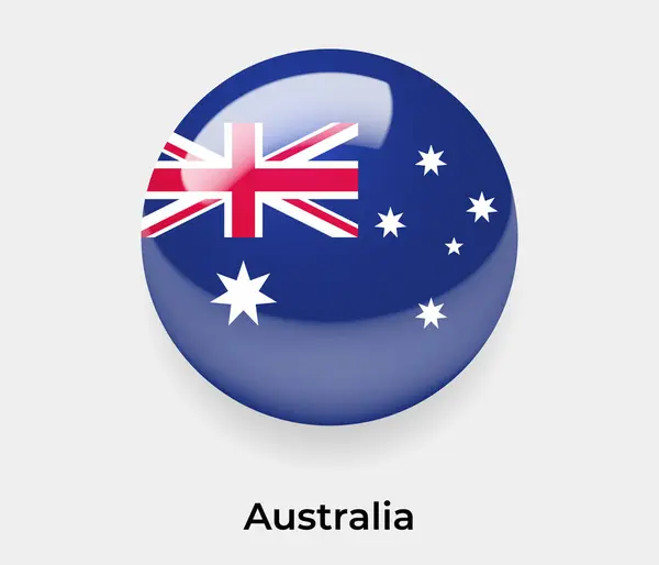 Austrália Brilhante Bandeira Bolha Círculo Redondo Forma Ícone Vetor Ilustração —  Vetores de Stock