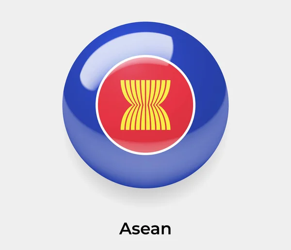 Asean Fényes Zászló Buborék Kör Alakú Ikon Vektor Illusztráció Üveg — Stock Vector