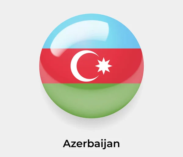 Aserbaidschan Glänzende Flagge Blasenkreis Rund Form Symbol Vektor Illustration Glas — Stockvektor