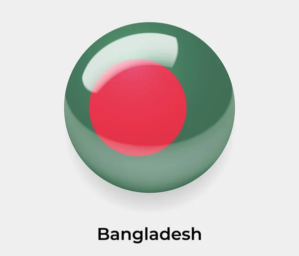Бангладешский Глянцевый Круг Пузыря Флага Круглой Формы Иконка Векторного Иллюстрационного — стоковый вектор