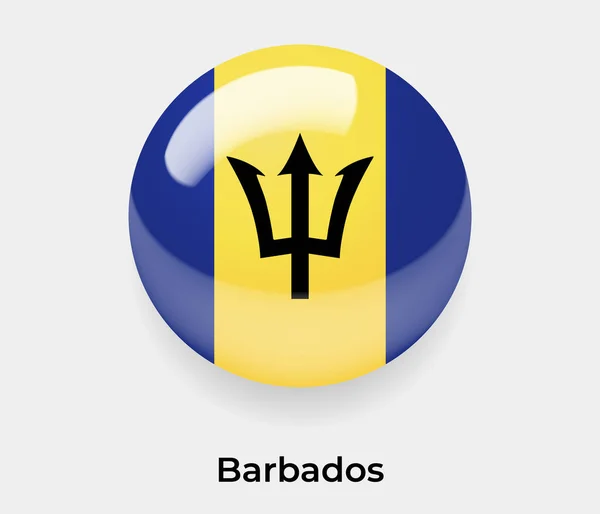 Barbados Brillante Bandera Burbuja Círculo Redondo Forma Icono Vector Ilustración — Archivo Imágenes Vectoriales