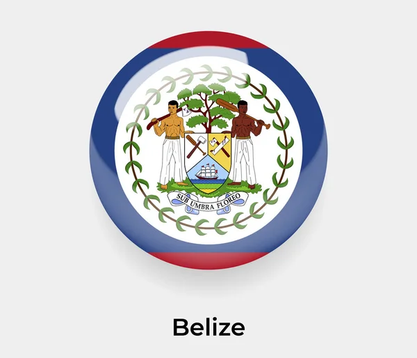 Belize Fényes Zászló Buborék Kör Alakú Ikon Vektor Illusztráció Üveg — Stock Vector