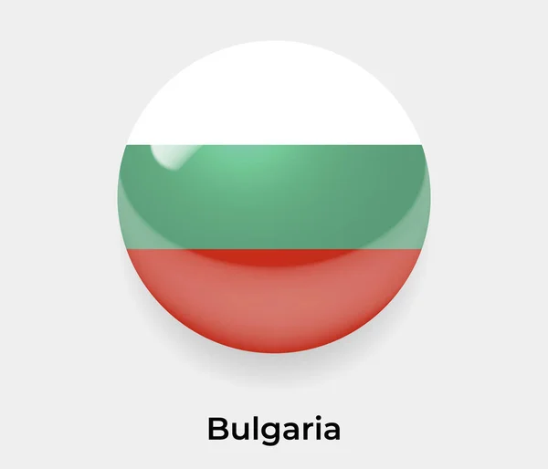 Болгарский Глянцевый Флаг Кружок Круглой Формы Иконка Векторного Иллюстрационного Стекла — стоковый вектор