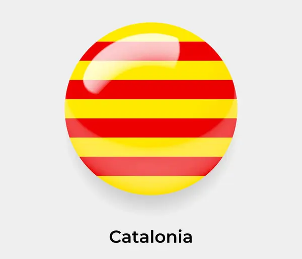 Каталонія Глянцевий Прапор Бульбашки Круглої Форми Значок Векторні Ілюстрації Скла — стоковий вектор