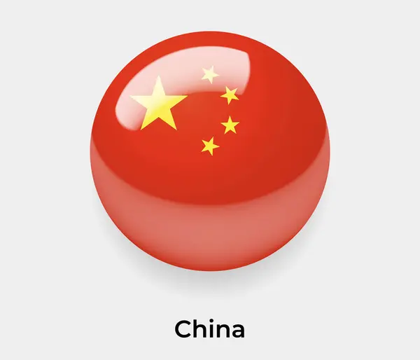 China Glänzend Flagge Blasenkreis Rund Form Symbol Vektor Illustration Glas — Stockvektor