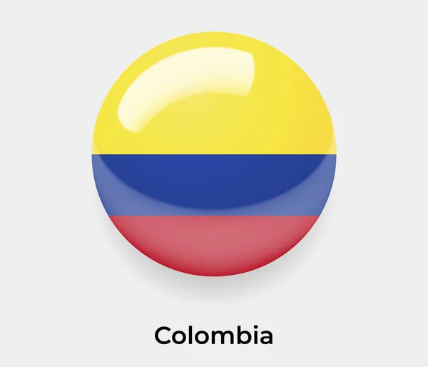 Κολομβία Γυαλιστερό Φούσκα Σημαία Κύκλο Στρογγυλό Σχήμα Εικονίδιο Διάνυσμα Εικονογράφηση — Διανυσματικό Αρχείο