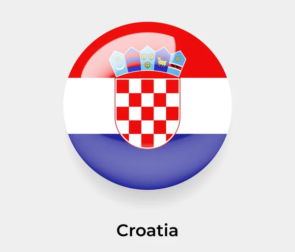 Kroatien Glänzend Flagge Blasenkreis Rund Form Symbol Vektor Illustration Glas — Stockvektor