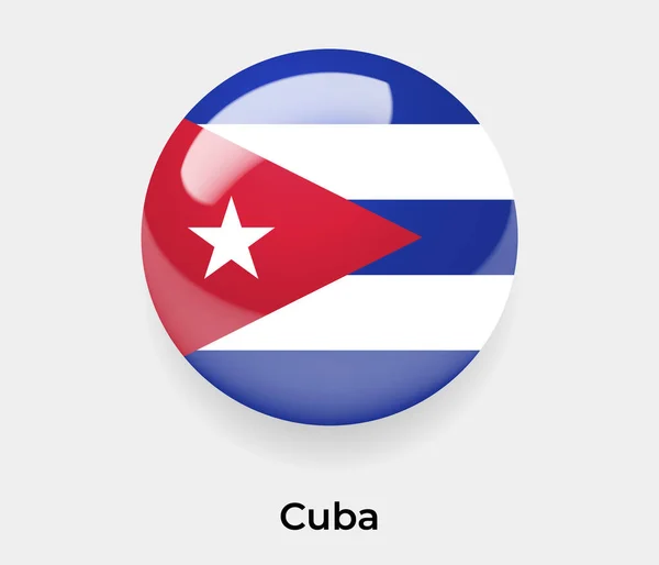 Küba Işıltılı Bayrak Baloncuk Dairesi Yuvarlak Şekil Ikon Vektör Illüstrasyon — Stok Vektör
