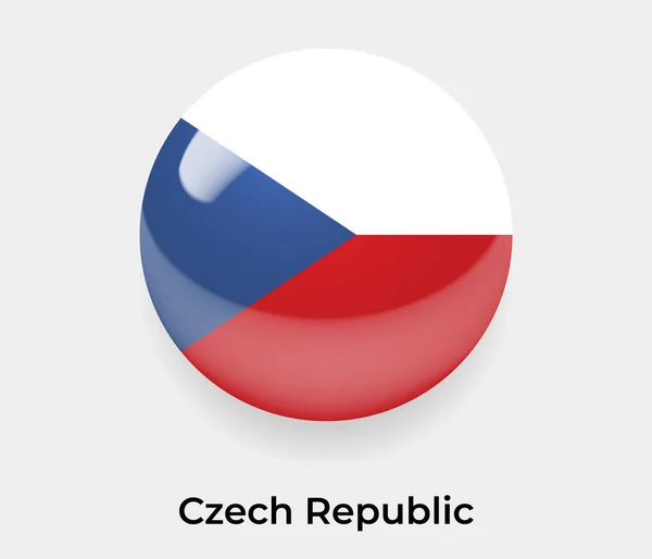 Tschechien Glänzend Flagge Blasenkreis Rund Form Symbol Vektor Illustration Glas — Stockvektor