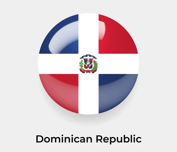 Dominikai Köztársaság Fényes Zászló Buborék Kör Alakú Ikon Vektor Illusztráció — Stock Vector