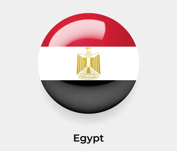 Mısır Parlak Bayrak Yuvarlak Yuvarlak Şekil Vektör Illüstrasyon Camı — Stok Vektör