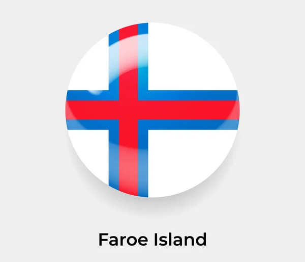 Faroe Island Lucido Bandiera Bolla Cerchio Forma Rotonda Icona Vettore — Vettoriale Stock
