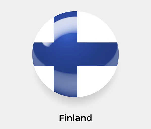 Finlandia Lucido Bandiera Bolla Cerchio Forma Rotonda Icona Vettore Illustrazione — Vettoriale Stock