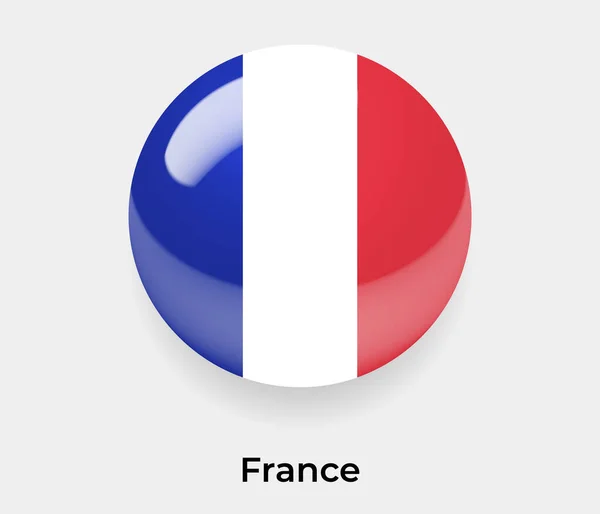 Frankrijk Glanzende Vlag Bel Cirkel Ronde Vorm Pictogram Vector Illustratie — Stockvector