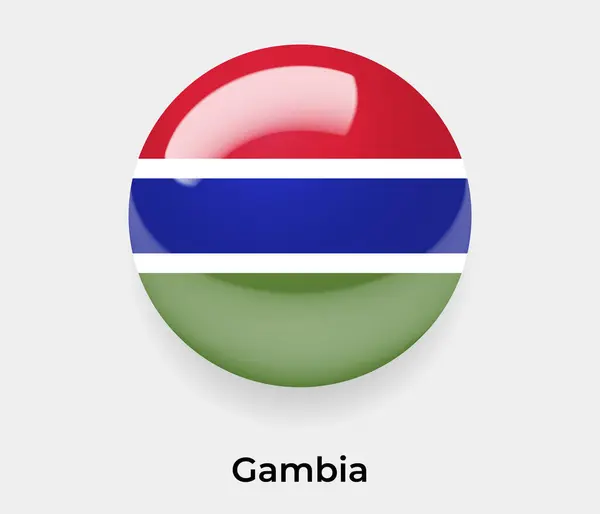 Gambia Glänzend Flagge Blasenkreis Rund Form Symbol Vektor Illustration Glas — Stockvektor