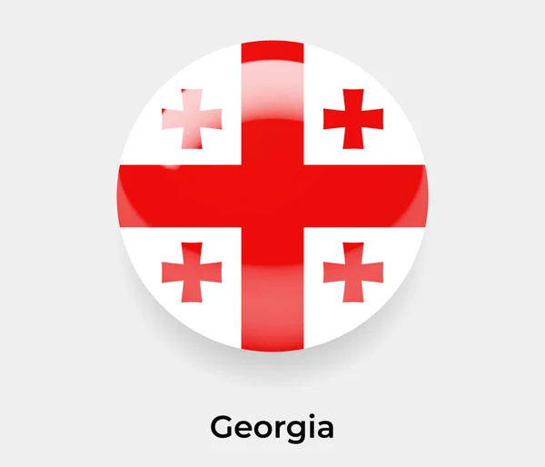 Georgien Glänzend Flagge Blasenkreis Rund Form Symbol Vektor Illustration Glas — Stockvektor