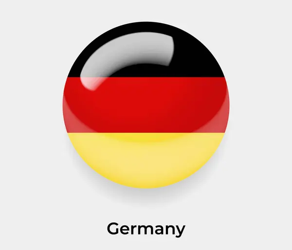 Německo Lesklá Vlajka Bublina Kruh Kruhový Tvar Ikona Vektor Ilustrační — Stockový vektor