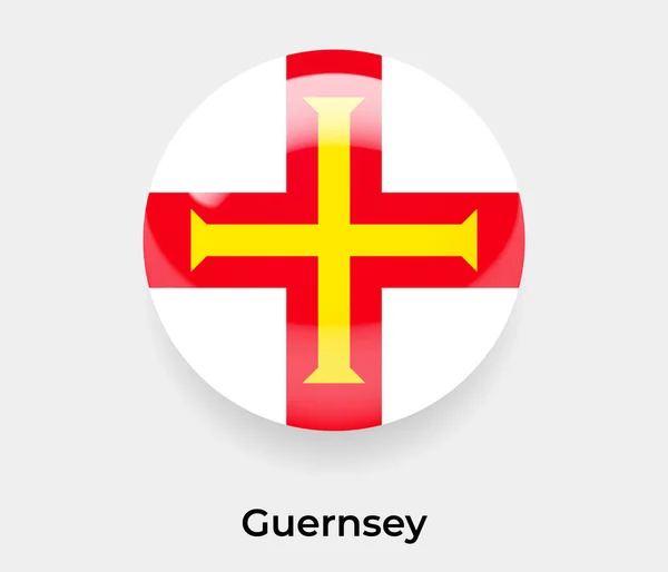Guernsey Glänzend Flagge Blasenkreis Rund Form Symbol Vektor Illustration Glas — Stockvektor