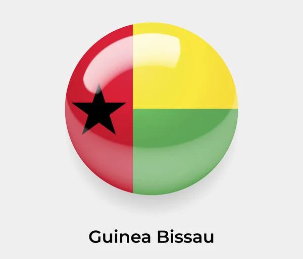 Guinea Bissau Glossy Flag Bubble Circle Shape Icon Vector Illustration — Stock Vector