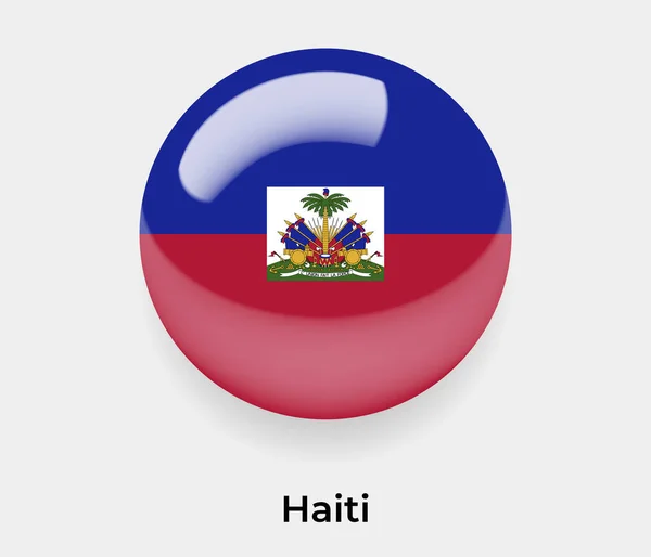 Haiti Glänzend Flagge Blasenkreis Rund Form Symbol Vektor Illustration Glas — Stockvektor