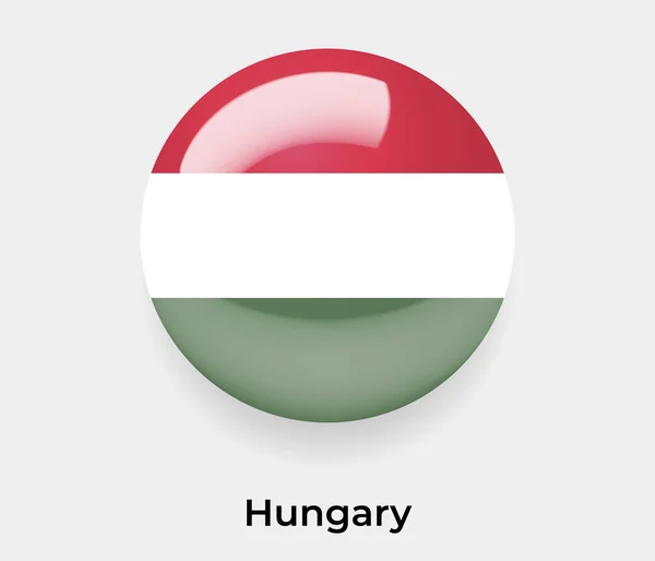 Maďarsko Lesklá Vlajka Bublina Kruh Kruhový Tvar Ikona Vektor Ilustrační — Stockový vektor