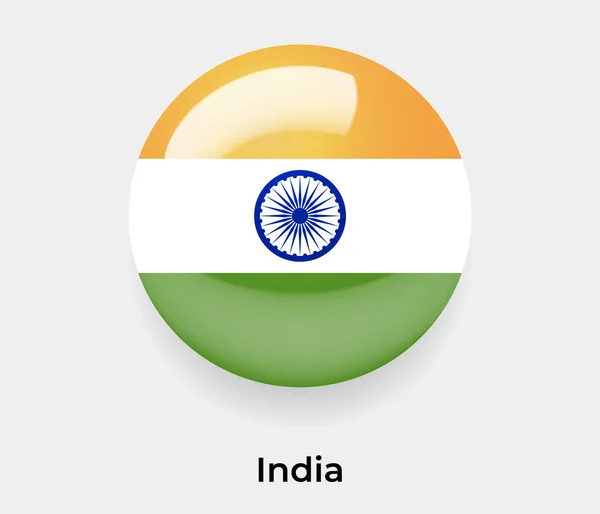 Indie Błyszczące Flaga Bańka Okrągły Kształt Ikona Wektor Ilustracja Szkło — Wektor stockowy