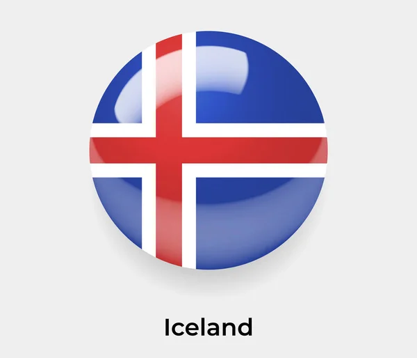 Izland Fényes Zászló Buborék Kör Alakú Ikon Vektor Illusztráció Üveg — Stock Vector