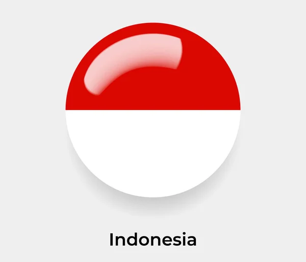 印度尼西亚色彩艳丽的国旗圆圆的圆形图标矢量彩色玻璃 — 图库矢量图片