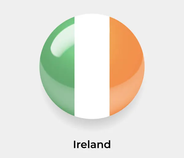 Irland Glänzend Flagge Blasenkreis Rund Form Symbol Vektor Illustration Glas — Stockvektor