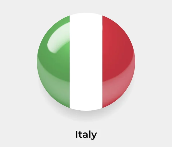 Italien Glänzend Flagge Blasenkreis Rund Form Symbol Vektor Illustration Glas — Stockvektor