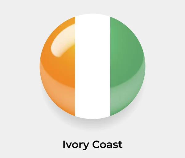 Elfenbeinküste Glänzend Flagge Blasenkreis Rund Form Symbol Vektor Illustration Glas — Stockvektor