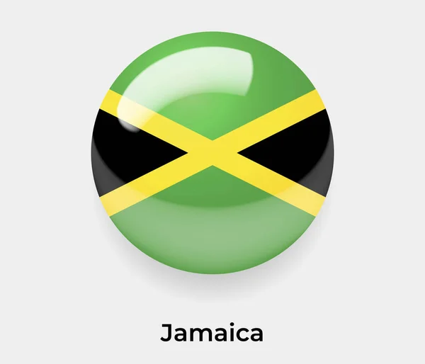 Jamaica Brillante Bandera Burbuja Círculo Redondo Forma Icono Vector Ilustración — Archivo Imágenes Vectoriales