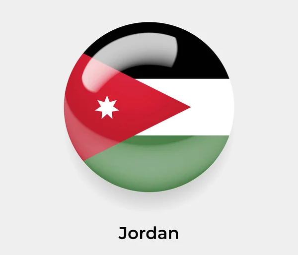 Ιορδανία Γυαλιστερό Φούσκα Σημαία Κύκλο Στρογγυλό Σχήμα Εικονίδιο Διάνυσμα Εικονογράφηση — Διανυσματικό Αρχείο