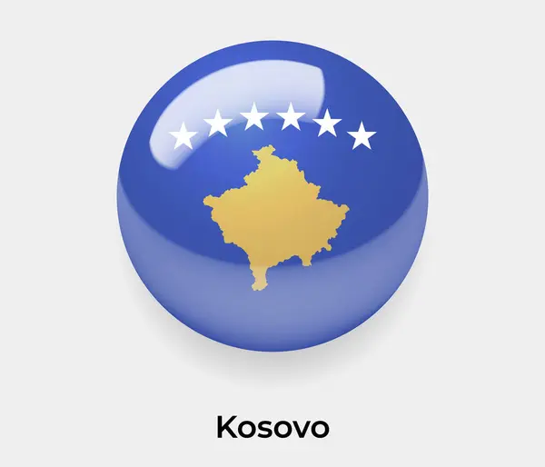 Kosovo Glossy Flag Bubble Circle Shape Icon Vector Illustration Glass — Stock Vector