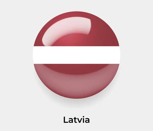 Letland Glanzende Vlag Bel Cirkel Ronde Vorm Pictogram Vector Illustratie — Stockvector