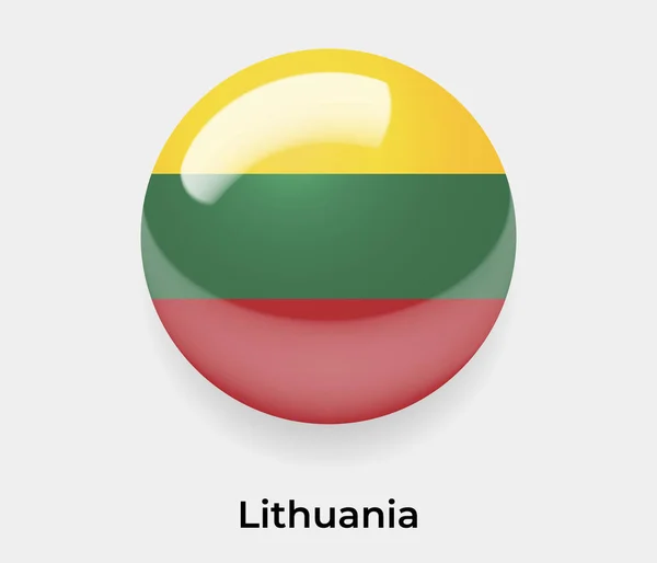 Глянцевый Кружок Флага Литвы Круглая Форма Иконка Векторного Иллюстрационного Стекла — стоковый вектор