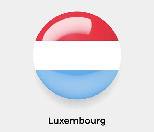 Luxemburg Glänzend Flagge Blasenkreis Rund Form Symbol Vektor Illustration Glas — Stockvektor