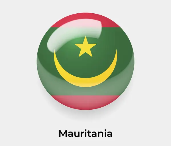 Mauritánie Lesklá Vlajka Bublina Kruh Kruhový Tvar Ikona Vektor Ilustrační — Stockový vektor