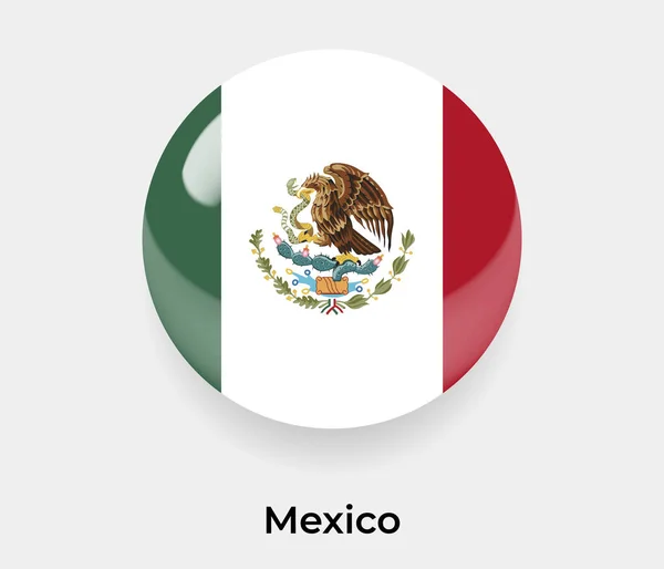 México Brillante Bandera Burbuja Círculo Redondo Forma Icono Vector Ilustración — Vector de stock
